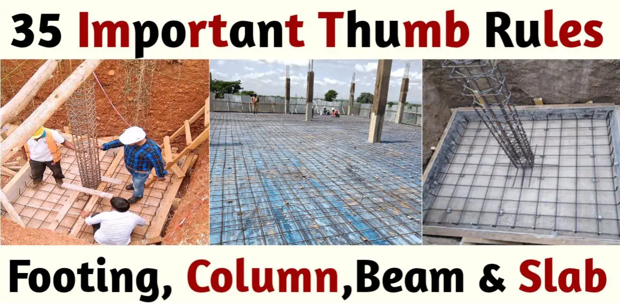 15 Important Thumb Rule For Construction (Column,Beam,Slab or Footing ...